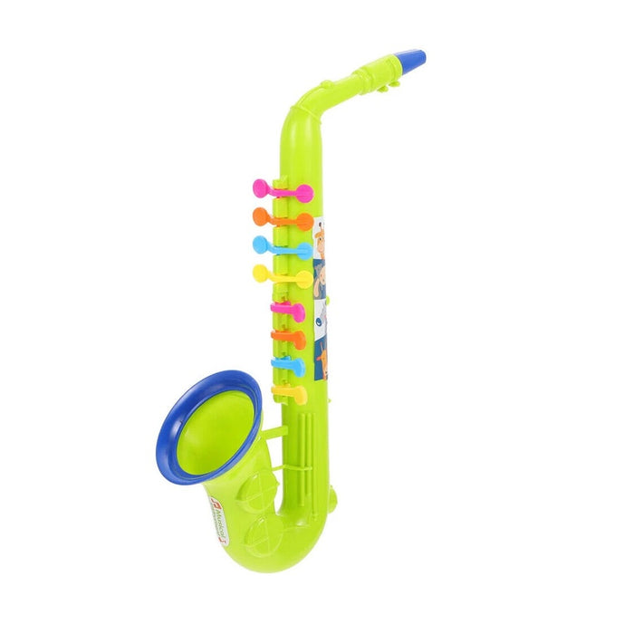 Saxofon de jucarie, din Plastic, 32.2x13x8.2cm, pentru Copii de 3 ani+, Verde/Portocaliu