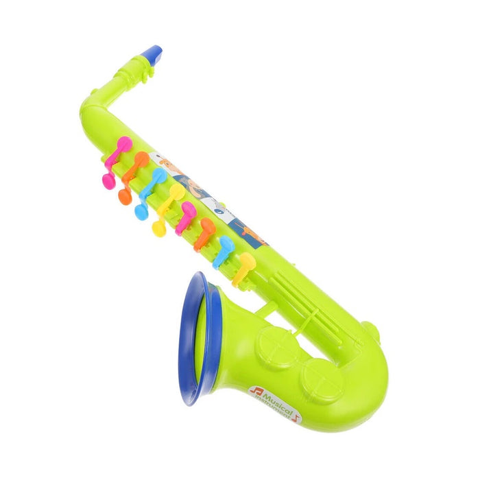 Saxofon de jucarie, din Plastic, 32.2x13x8.2cm, pentru Copii de 3 ani+, Verde/Portocaliu