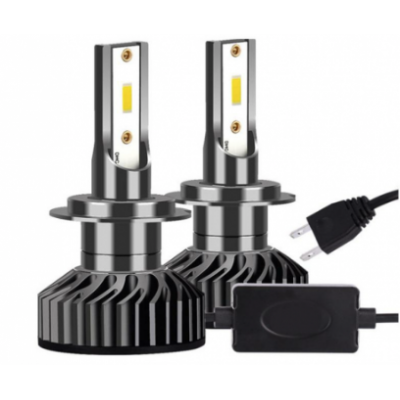 Комплект 2 LED крушки H7 100W, F2 COB, SLIM вентилатор, Canbus - Cold White Light 6000K