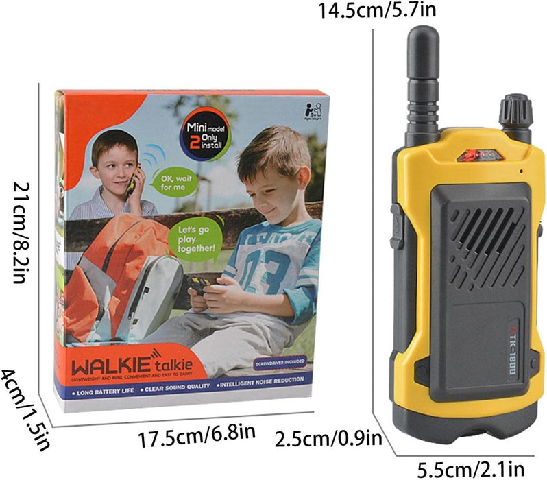 Állítsa be a 2 Walkie-Talkie-t gyermekek számára, 200 m sugara, 14,5x5,5 cm, fekete/sárga