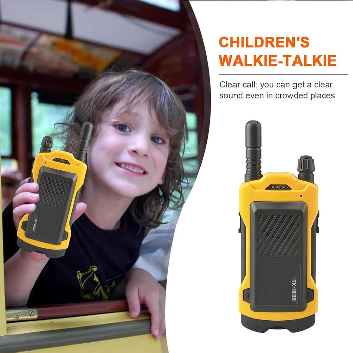 Állítsa be a 2 Walkie-Talkie-t gyermekek számára, 200 m sugara, 14,5x5,5 cm, fekete/sárga