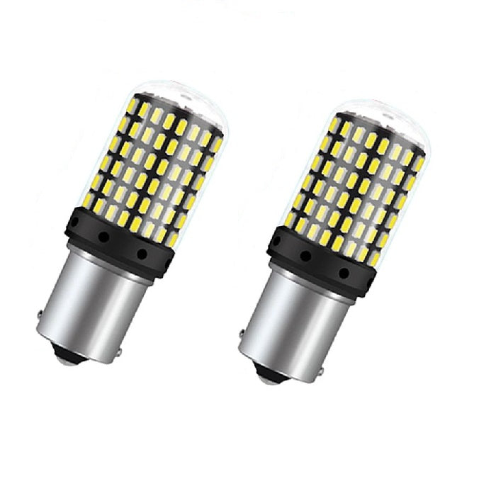 Комплект от 2 светодиоди LED крушки 1156 BA15S P21W 3014, със 144 светодиода, 20W, за marsarier, сигнал или fraja