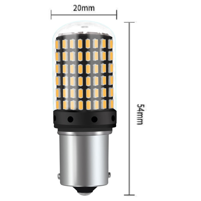 Set 2 becuri LED Canbus 1156 BA15S P21W 3014, cu 144 LED-uri, 20W, pentru marsarier, semnalizare, sau frana