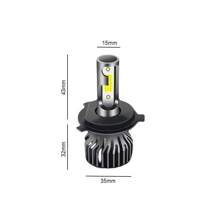 Set 2 becuri LED H4 COB, 100W, 12000 lumeni, lumina alb-rece