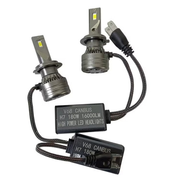 Set 2 becuri LED H7, 180W, 6000K, Canbus 16000Lm