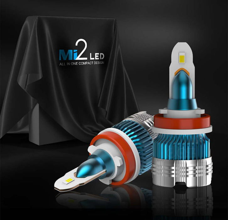 Set 2 becuri LED auto MI2, H7, 40W, 4000 Lumeni, 6500K, 12-24V, Canbus, CSP, miez cupru, radiator aluminiu