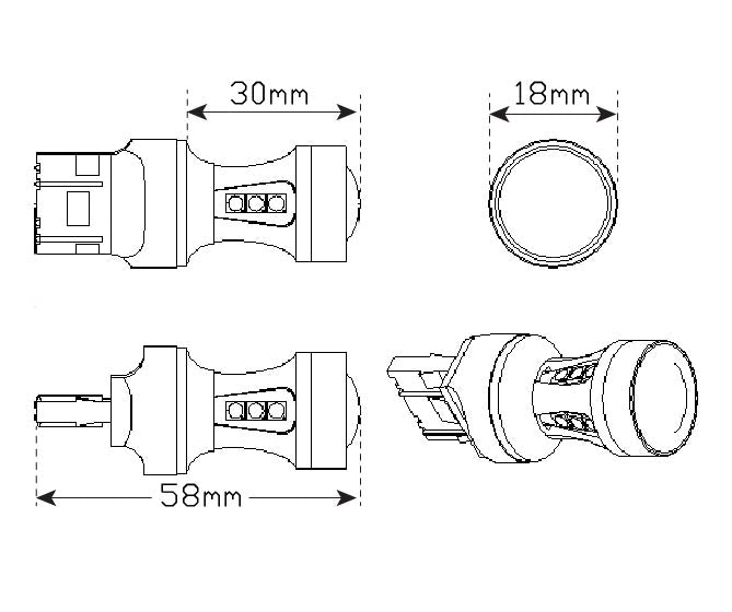 2 LED-es autós izzó, 1156, 18 SMD, Canbus, 6000K, 15W, fehérvörös fény