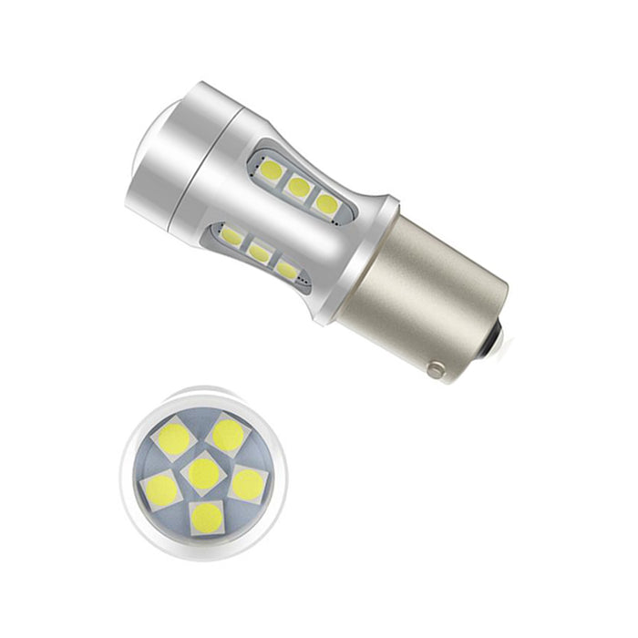 Σετ 2 λαμπτήρων αυτοκινήτων T20 LED, με 18 SMD, CANBUS, 6000K, 15W, White-Red Light