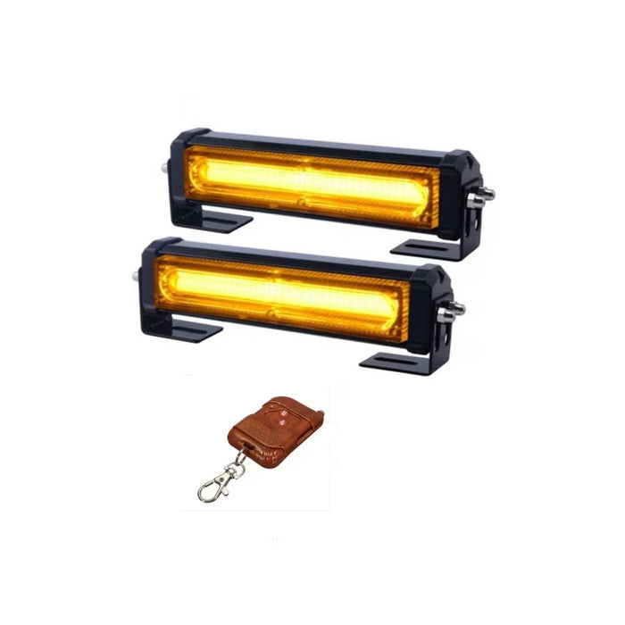 Задайте 2 жълти предупредителни лампи, LED COB, 12-24V, 36W, Stroboscopes 9 функции, с дистанционно управление