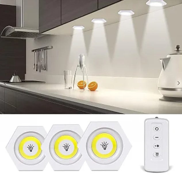 Σετ 3 LED COB Hexagonal Lamps με τηλεχειριστήριο και μεμονωμένα κουμπιά