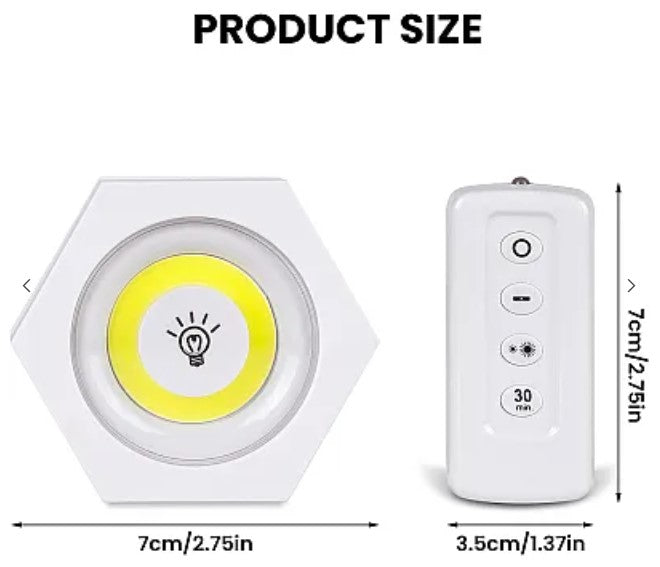 Σετ 3 LED COB Hexagonal Lamps με τηλεχειριστήριο και μεμονωμένα κουμπιά