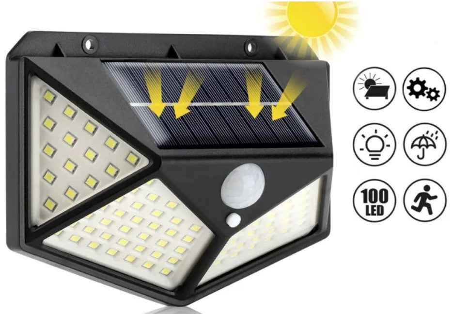 Set 3 Lampi ULTRA 100 LED Solare cu senzor de miscare si lumina 3 moduri ILUMINARE