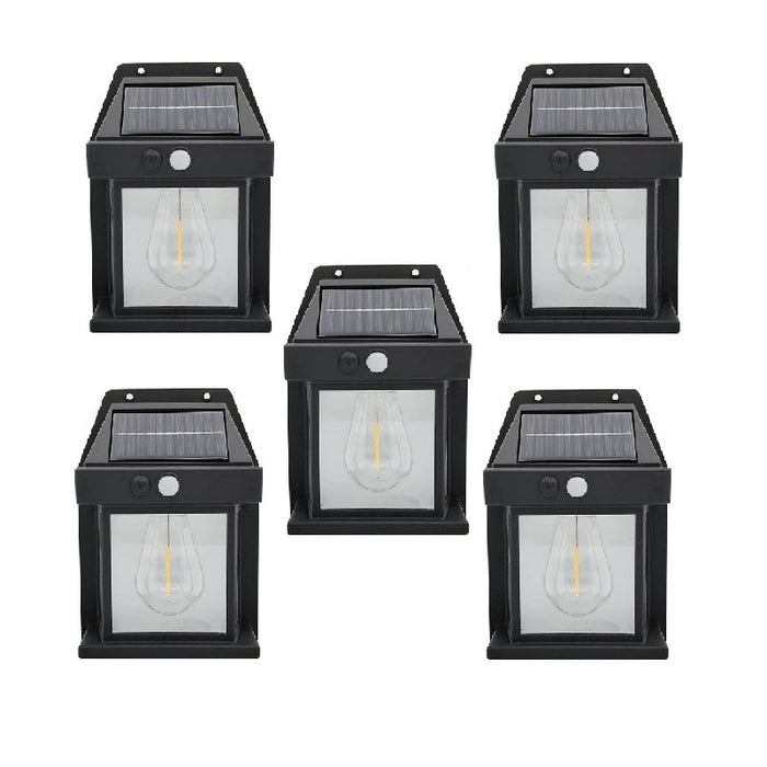 Set 5 x Lampi Solare de Perete 2W, 600LM, rezistenta la apa IP65, pentru gradina sau casa, negru