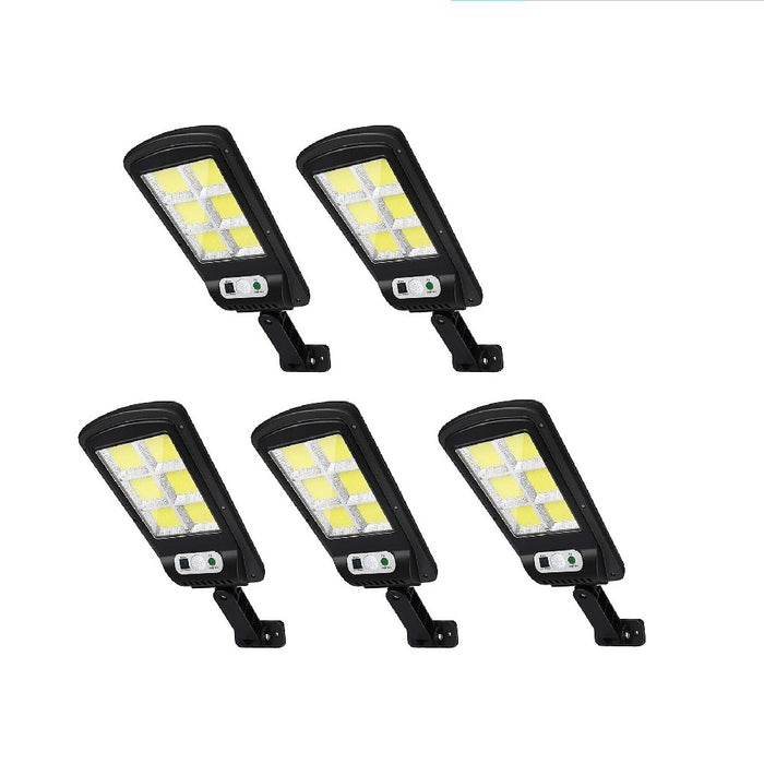 Създайте 5 x LED улични слънчеви лампи, с 6 циферблата, сензор за движение, IP65, черно