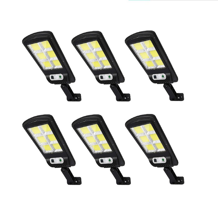 Set 6 x Lampi solare stradale LED, cu 6 cadrane, senzor miscare, IP65, negru