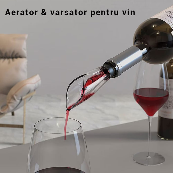 Set tirbuson electric 4 in 1, cu taietor de folie, dop, aerator de vin, desfacator Pentru Vin