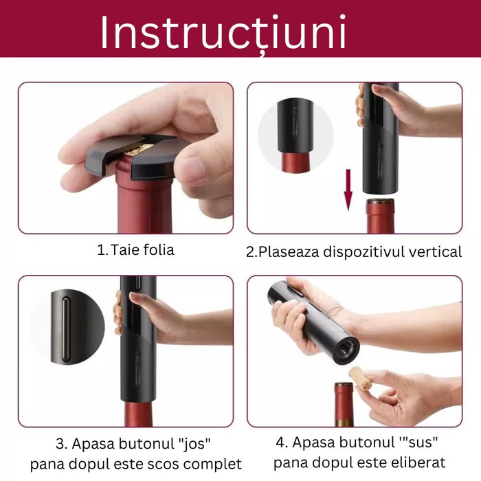 4 -1 -1 elektromos tirbuson szett, fóliavágóval, dugóval, bor levegőztetővel, bor Undo