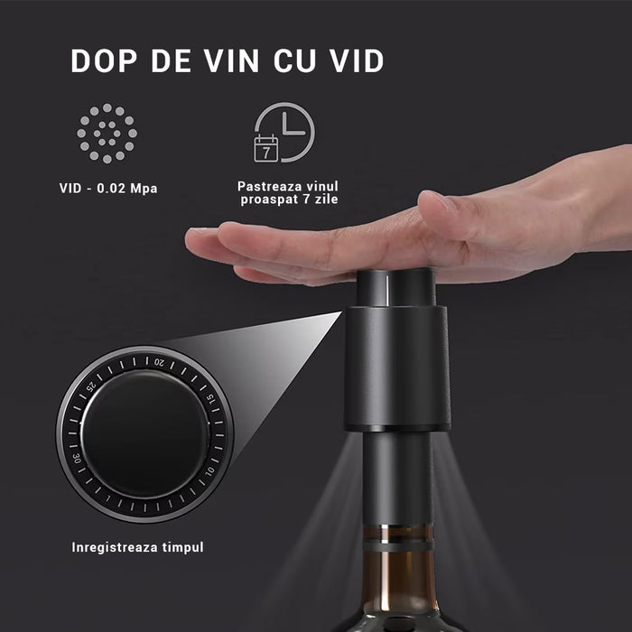 Set tirbuson electric 4 in 1, cu taietor de folie, dop, aerator de vin, desfacator Pentru Vin