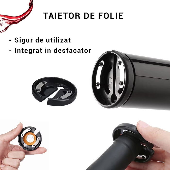 Set tirbuson electric 4 in 1, cu taietor de folie, dop, aerator de vin, desfacator Pentru Vin