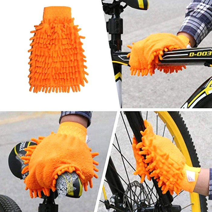 Ρυθμίστε με 5 βούρτσες και ένα πανί μικροϊνών για καθαρισμό ποδηλάτων, πορτοκαλί