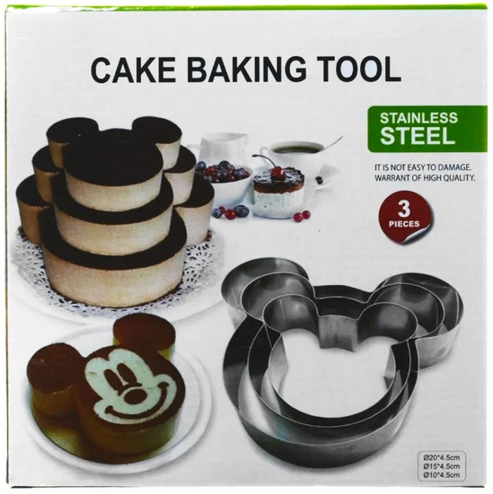 Комплект от 3 парчета за плотове за печене на торти под формата на Мики Маус