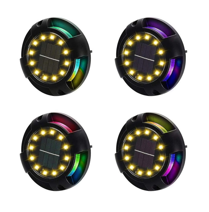 Set de 4 lampi solare pentru gradina, gazon, pardoseala, alee sau perete cu LED-uri RGB, IP65