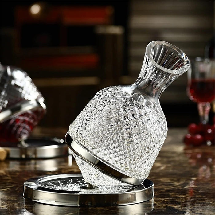 360 -Degree Rotary Drink Decanter σετ, με υποστήριξη και 2 γυαλιά, 1,6L, γυαλί, διαφανές