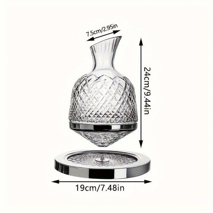 360 -Degree Rotary Drink Decanter σετ, με υποστήριξη και 2 γυαλιά, 1,6L, γυαλί, διαφανές