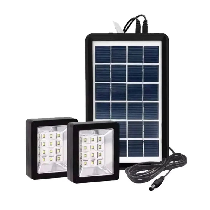 LED Solar Lighting System, με 2 προβολείς και ηλιακό πάνελ, 3W, 1200lm, 3600mAh, IP67