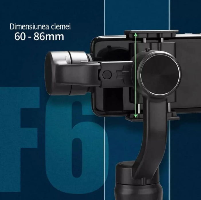 Stabilizator imagine pentru telefon, 60-86mm, Gimbal cu 3 axe, negru