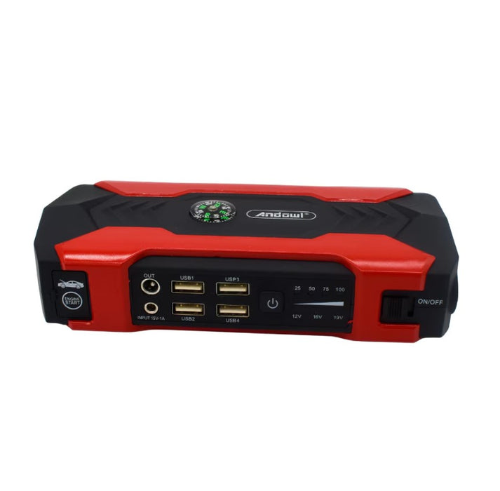 Multifunkcionális CAR-Starter D1030, 15000MAH, 12V-19V Kimenet, 4 USB kimenet, ELETRONIC kijelző, Fekete piros