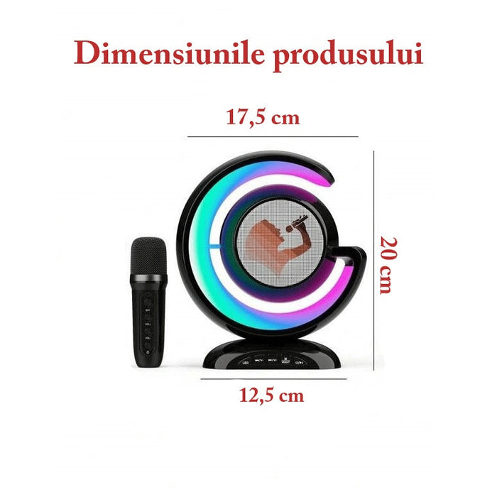 Интелигентна безжична станция за караоке, с микрофоан, високоговорител и RGB LED осветление, преносимо