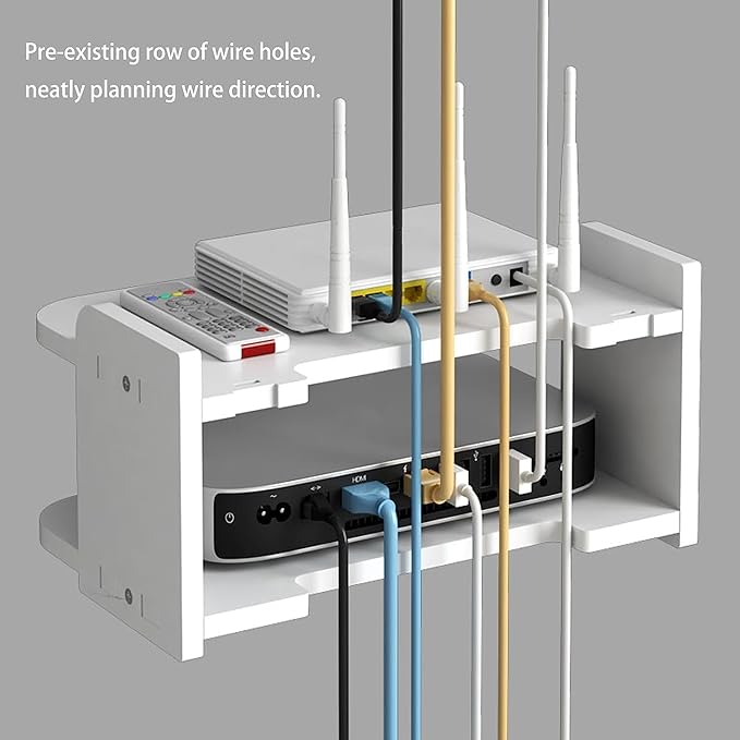 Suport de perete pentru router si alte obiecte, 20x30x14cm, alb