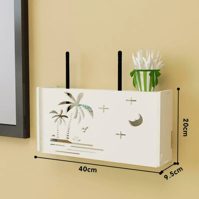 Suport elegant pentru router, din ABS, ascunde firele si are un aspect placut, 28x35cm, alb