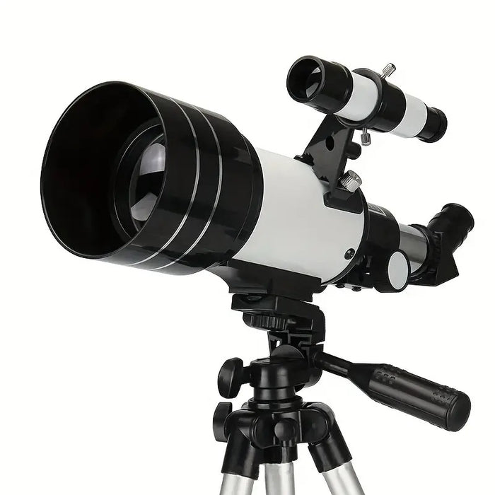 Telescop Astronomic Monocular 400mm (f/5.7), cu Trepied, Alb-Argintiu-Negru