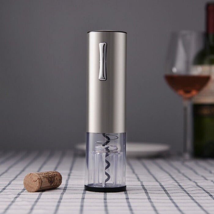 Tirbuson electric pentru sticle de vin cu dispozitiv inlaturare sigiliu si cablu USB, Argintiu