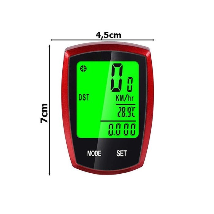 Ciclocomputer Wireless Minage за велосипед, LCD дисплей, 22 функции, червено