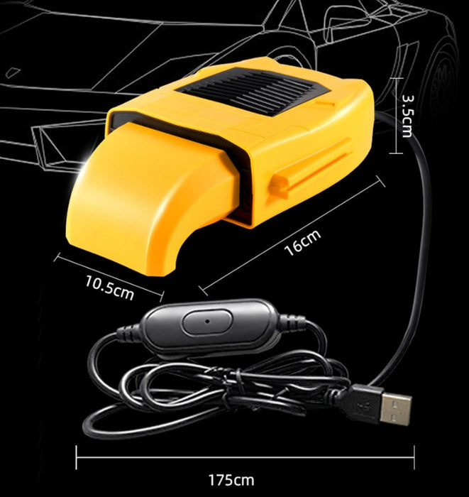 Универсален вентилатор за столче за кола, преносим, ​​от ABS, с 3 скорости, 19x3.5x3.5 см, жълто