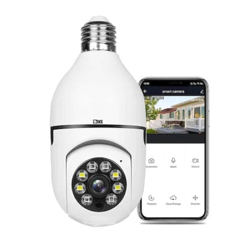 Camera Supraveghere IP, 360° Wi-Fi, tip bec cu soclu E27, 1080P, rezistent la apa IP66