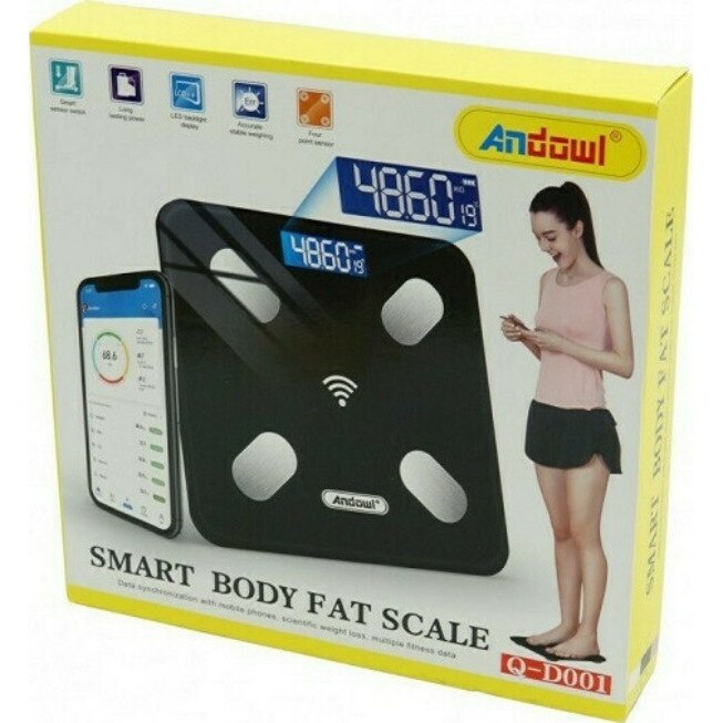 Ευφυές κλίμακες σώματος, με λειτουργία BMI, Bluetooth, με οθόνη LCD, γυαλί, έλεγχο τηλεφώνου
