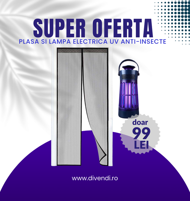 Pachet promotional: Plasa si Lampa Electrica UV Anti-Insecte