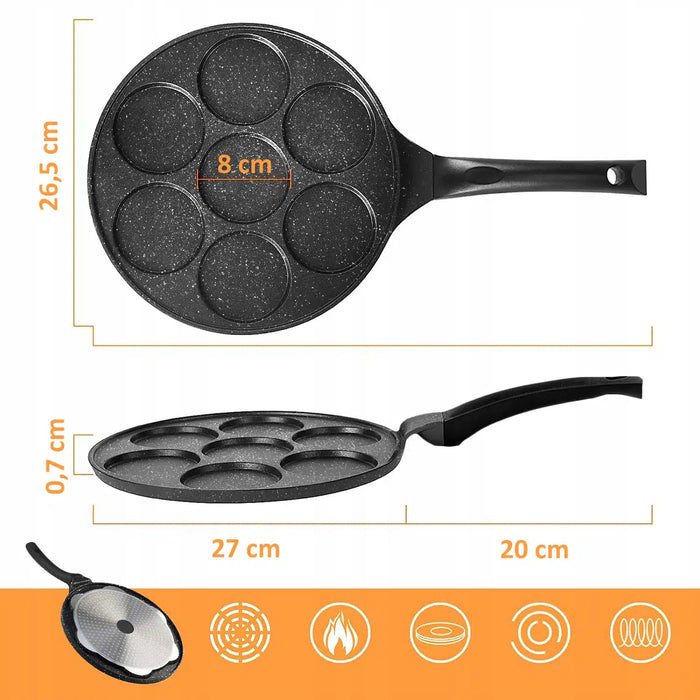 Pancake Pan, 7 χώροι μαγειρέματος με βάθος 0,7 cm, αντι -προϋπόθεση