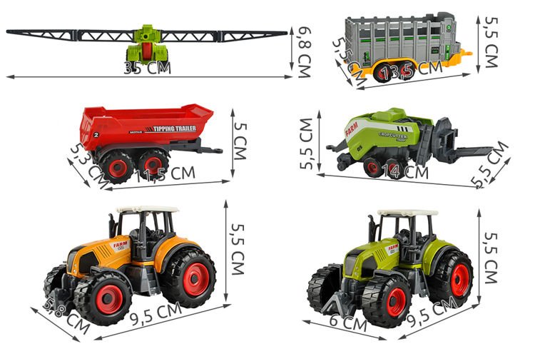 Ρυθμίστε 6 τεμάχια γεωργικών αυτοκινήτων για παιδιά 3+
