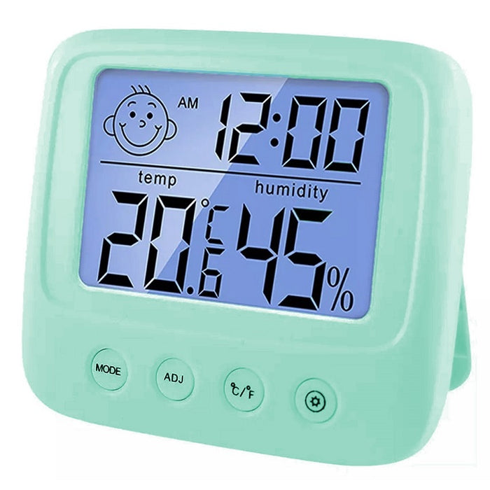 Хигрометър за термометър и стая, цифров, компактен, зелен LCD
