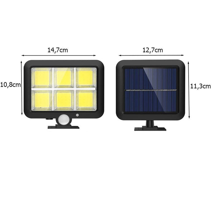 Слънчева лампа 120 светодиоди Cob 30W с подвижен панел, сензор за светлина/движение