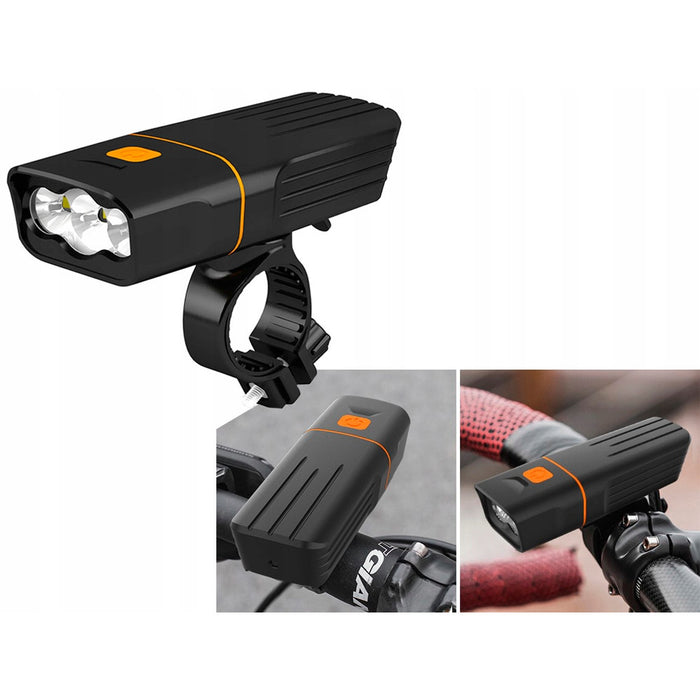 Κιτ ποδηλάτο με φώτα LED, μπροστινό μέρος, φορτίο USB, μαύρο