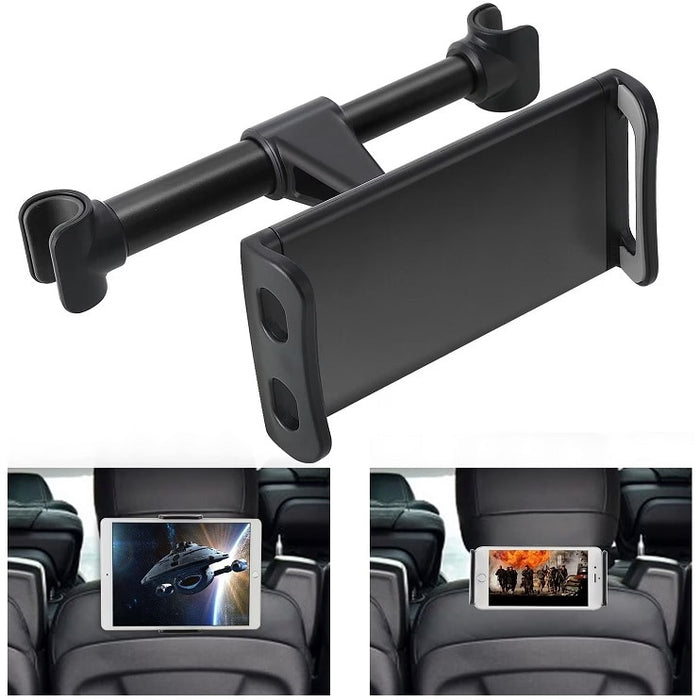 Autós támogatás telefonhoz vagy táblagéphez fejtámlával, állítható, 360 °, fekete forgás