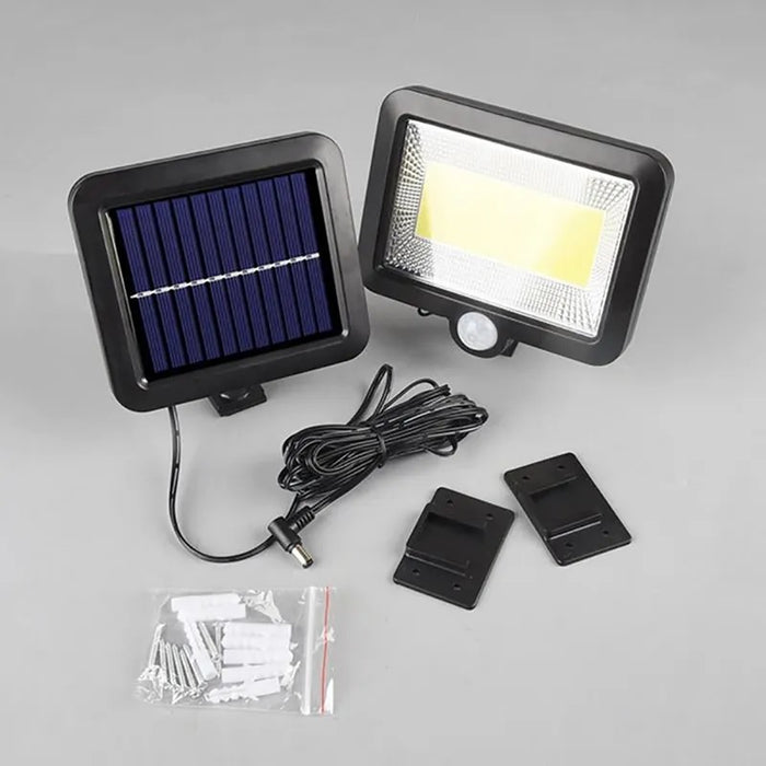 Комплект 3 x слънчева лампа 100 COB светодиоди, мощност 30W, сензор за светлина и движение, черно
