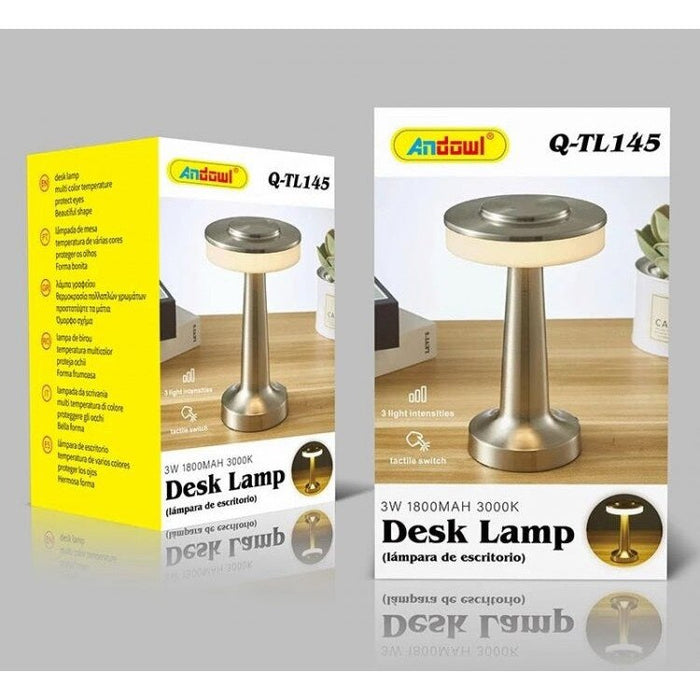 LED LED LED LAMP με άγγιγμα, επαναφορτιζόμενη, μεταλλική, 3 αποχρώσεις φωτός, χρυσό