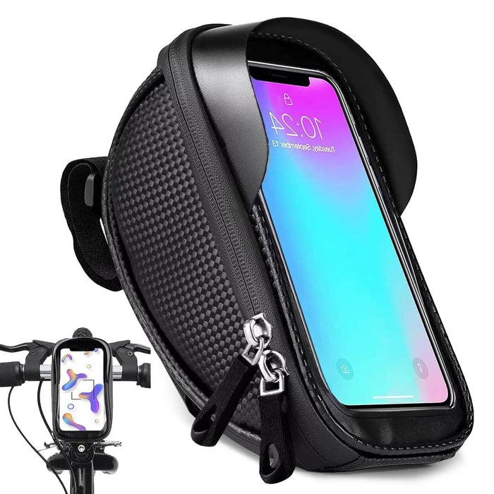 Κάτοχος τηλεφώνου ποδηλάτου με τσάντα/κάλυμμα, με τοποθέτηση τιμονιού, μαύρο